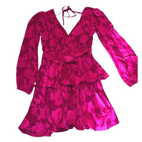 Band of the Free NWT Kiss Me Fuchsia Peplum Mini Dress Sz Medium Fuschia Pink - Picture 11 of 14